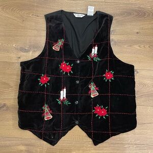 Victoria Jones Vintage Christmas Velour Holiday Vest Cottagecore Grandma 22W